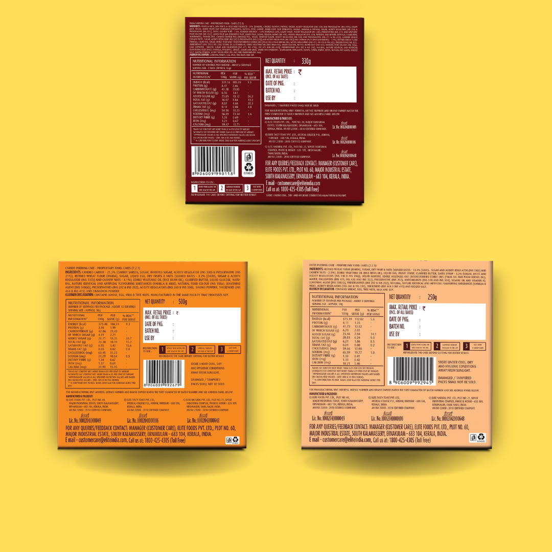 Elite cakes combo (plum surprise, carrot & dates pudding)