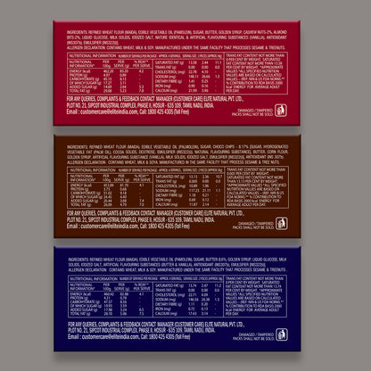 Elite cookies combo pack (cashew almond, butter & choco chip cookies)