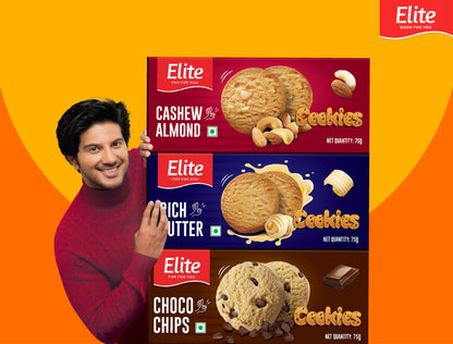 Elite cookies combo pack (cashew almond, butter & choco chip cookies)