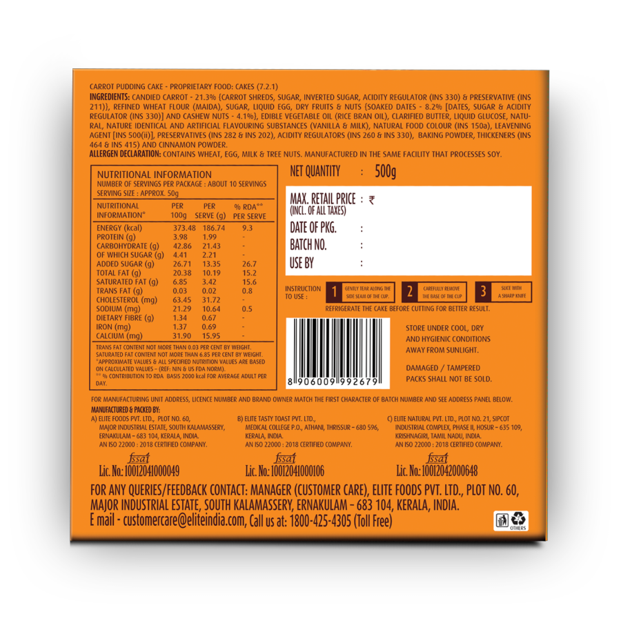 Elite carrot pudding cake