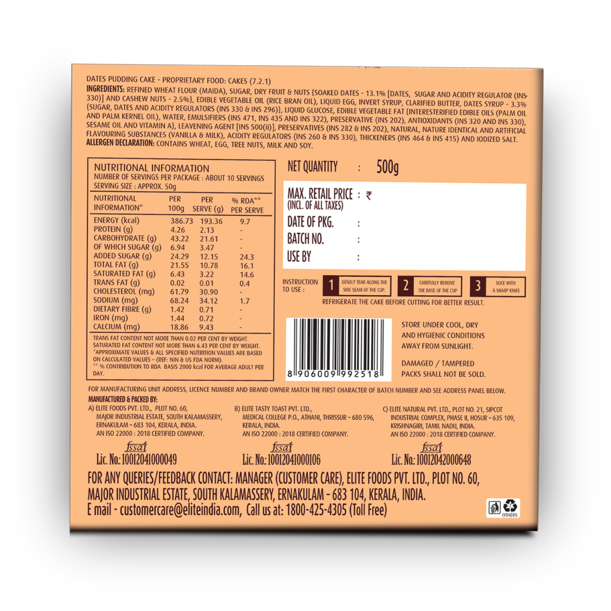 Elite dates pudding cake