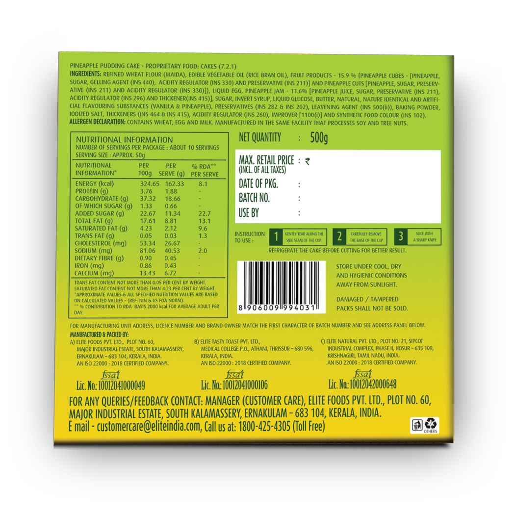 Elite pineapple pudding cake