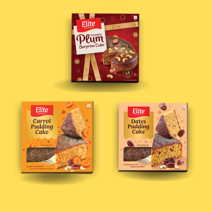 Elite cakes combo (plum surprise, carrot & dates pudding)
